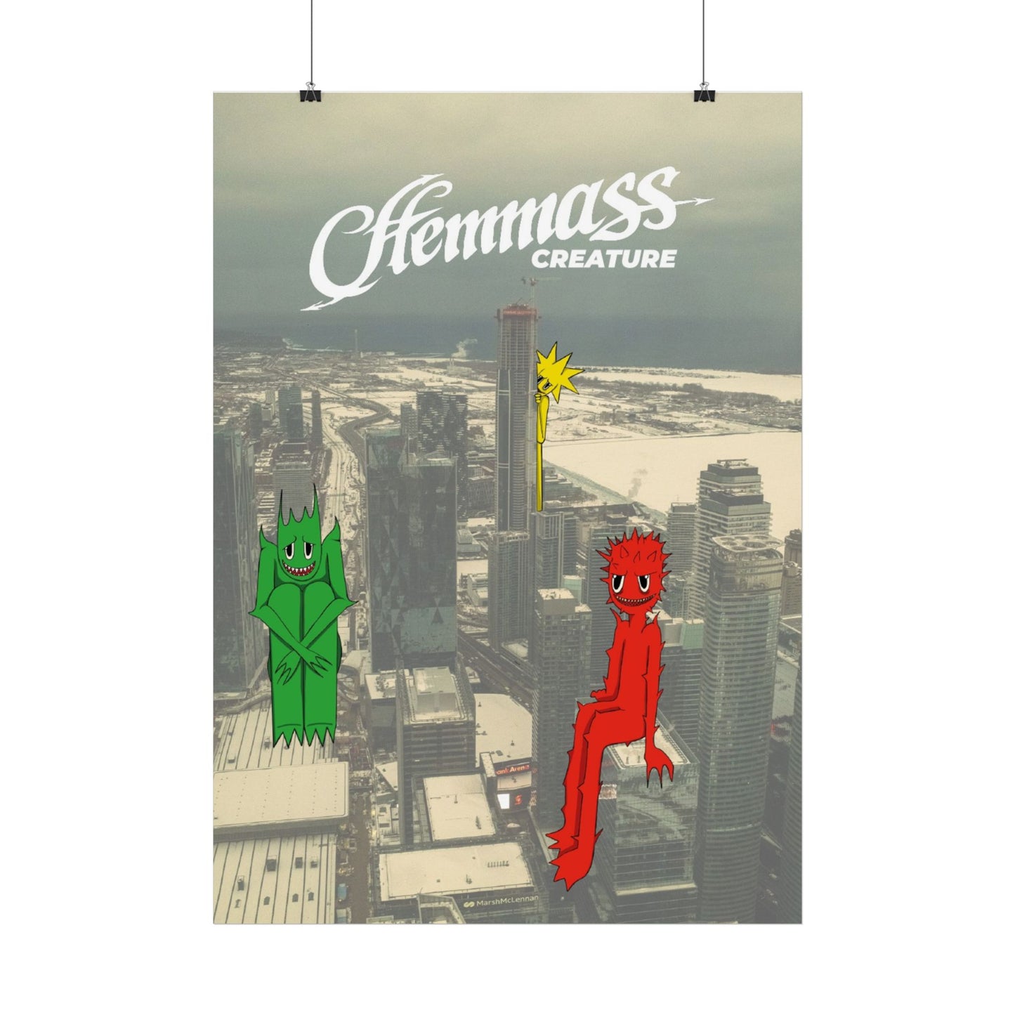 Affiche illustrée "Skyline Creatures"