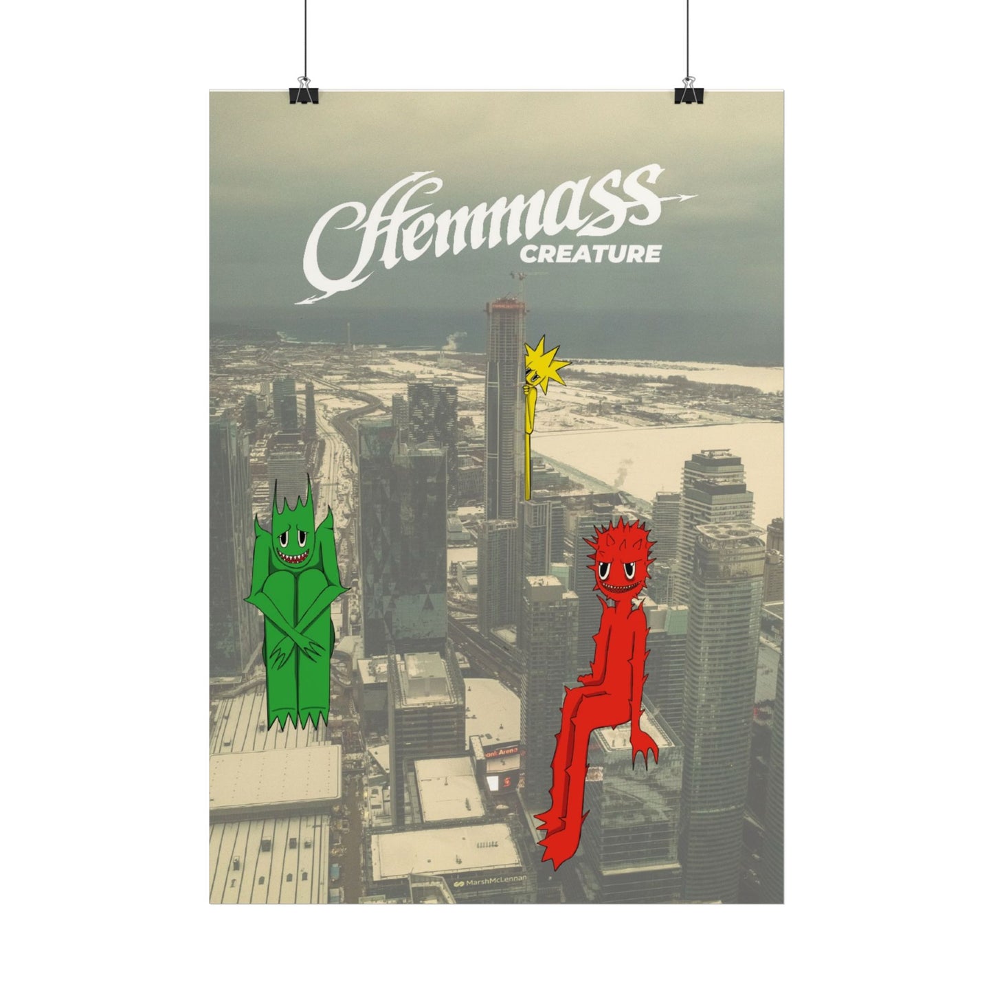 Affiche illustrée "Skyline Creatures"